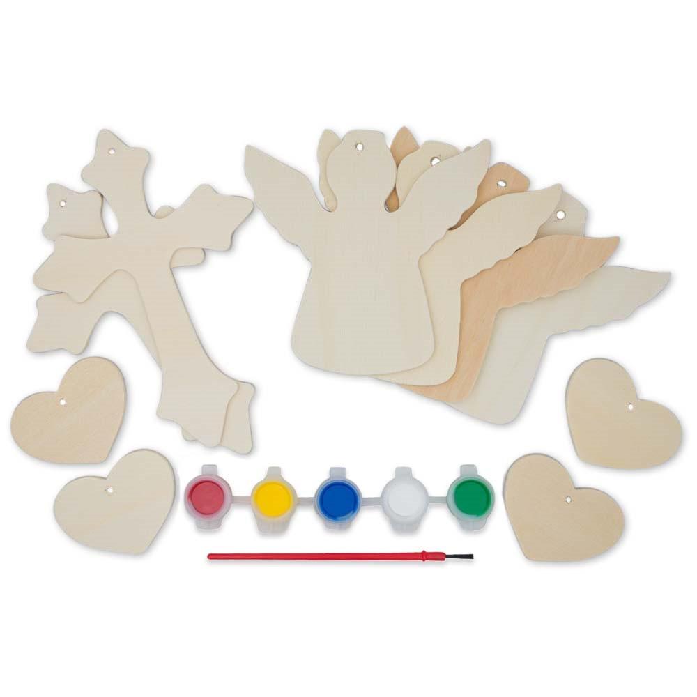 10 Angels, Hearts & Crosses Ornaments Unfinished Wooden Shapes Craft Cutouts Diy Unpainted 3D Plaques  |   Unfinished Ornaments Ornaments Unfinished Ornaments