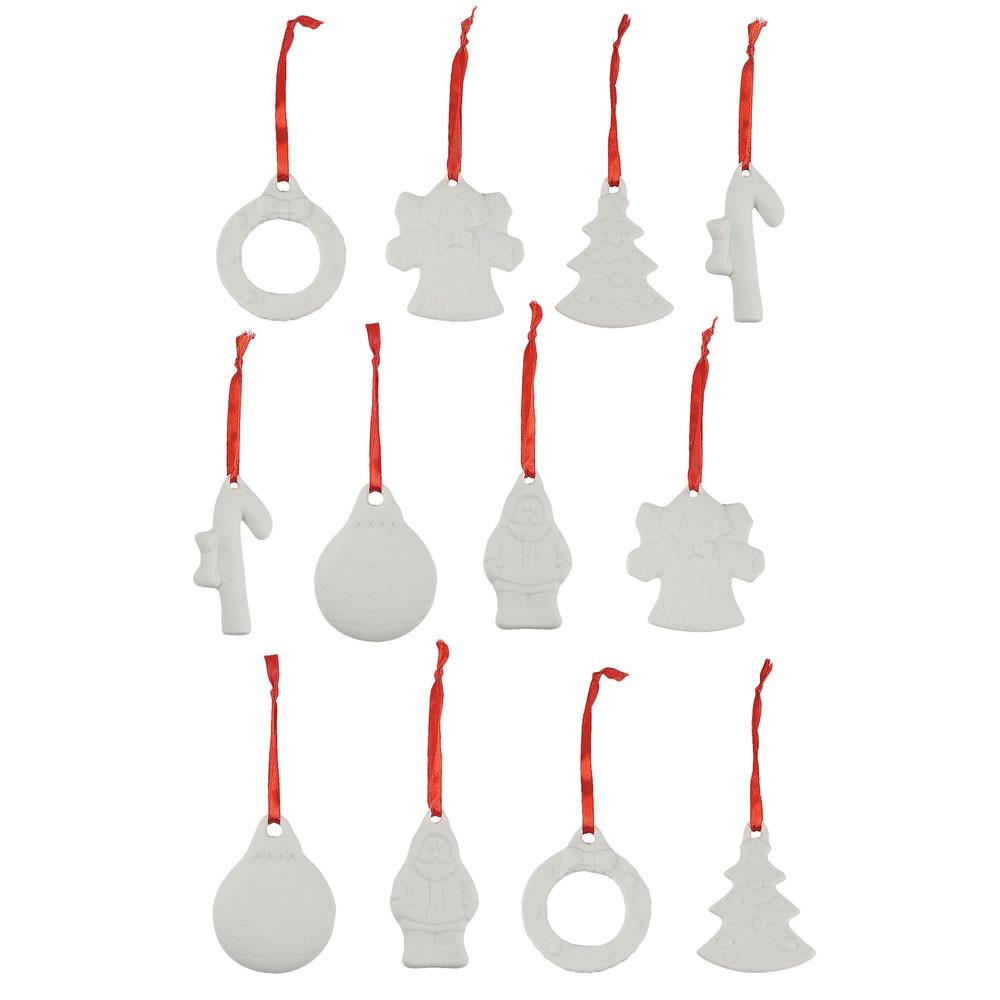 12 Unfinished Blank Unpainted Diy Ceramic Christmas Ornaments  |   Unfinished Ornaments Ornaments Unfinished Ornaments