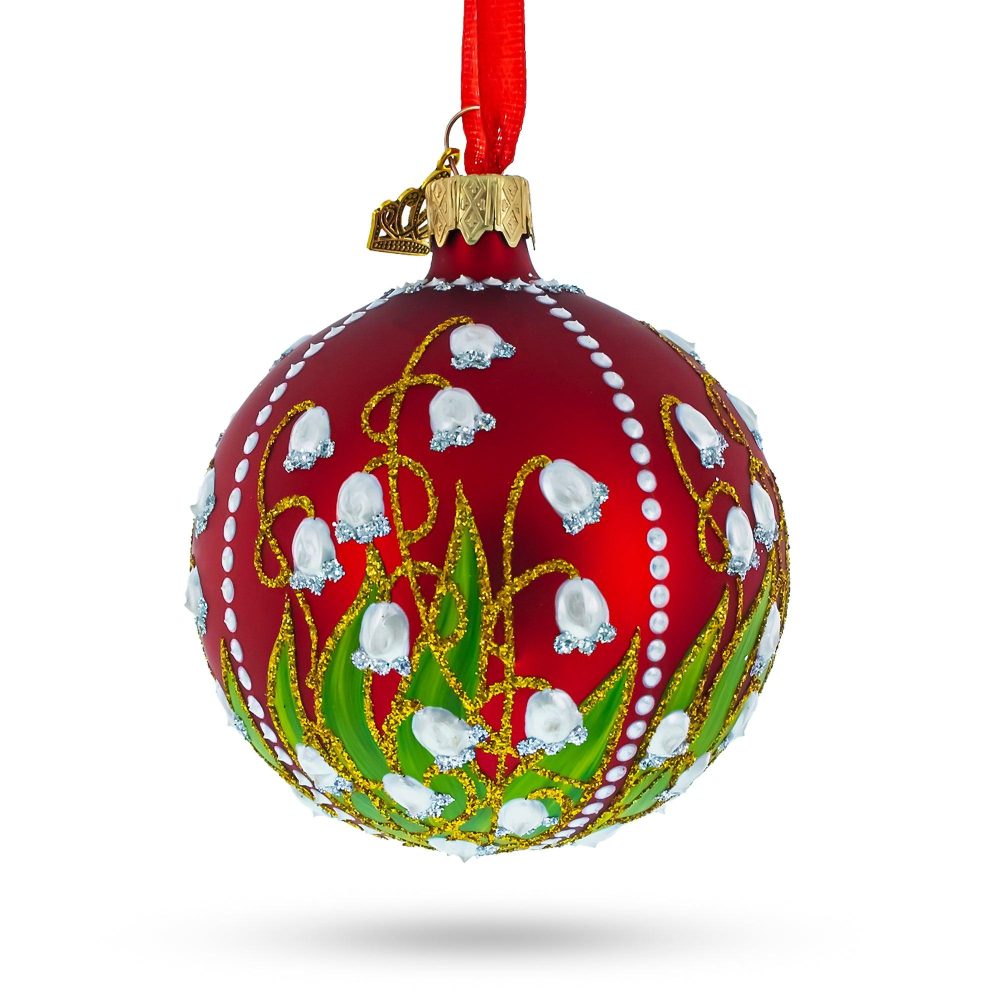 1898 Lilies Of The Valley Royal Egg Blown Glass Ball Christmas Ornament 3.25 Inches  |   Royal Collection Ornaments Royal Collection