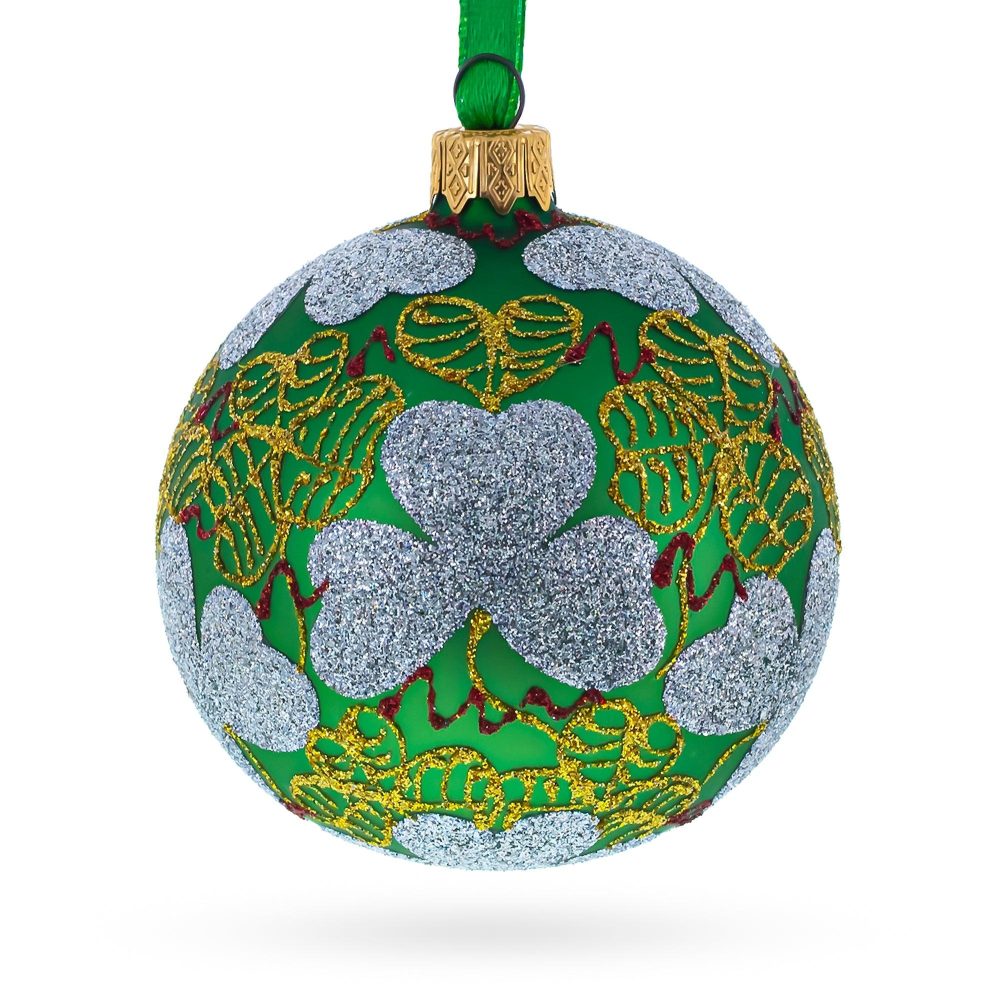 1902 Clover Leaf Royal Egg Green Blown Glass Christmas Ornament 3.25 Inches  |   Royal Collection Ornaments Royal Collection