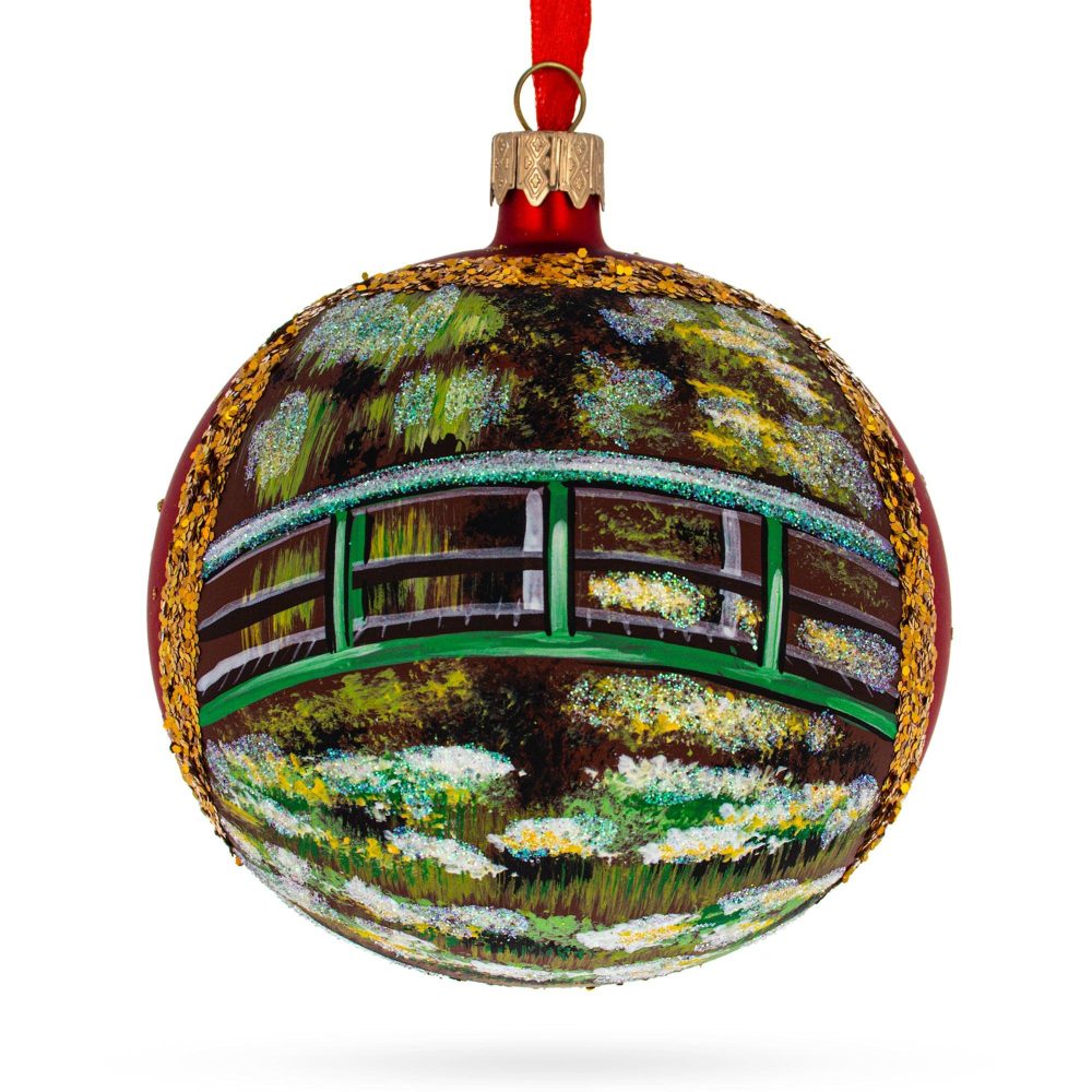 1906 ‘The Water Lily Pond’ By Claude Oscar Monet Blown Glass Ball Christmas Ornament 4 Inches  |   Artworks Artworks Artworks