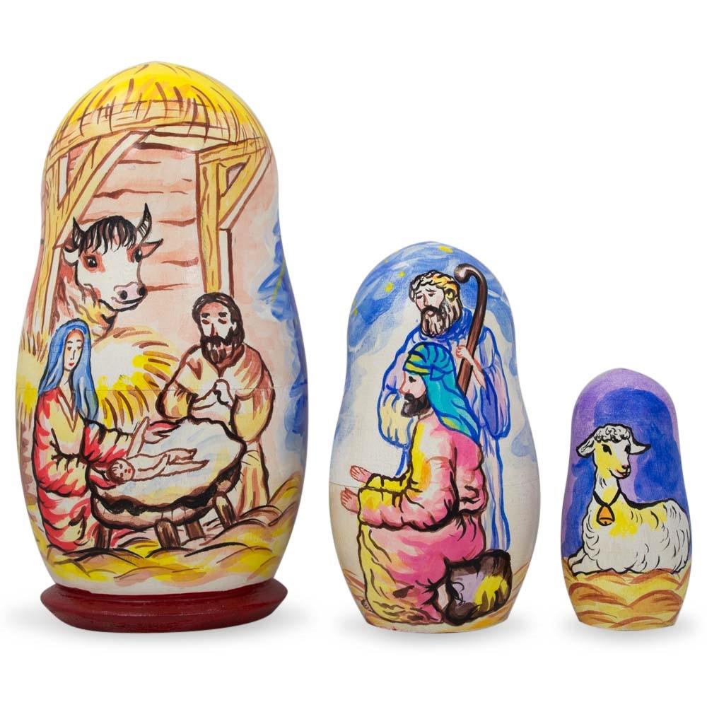 3 Nativity Scene Set Wooden Nesting Dolls 4.25 Inches  |   Personalized Ornaments Personalized