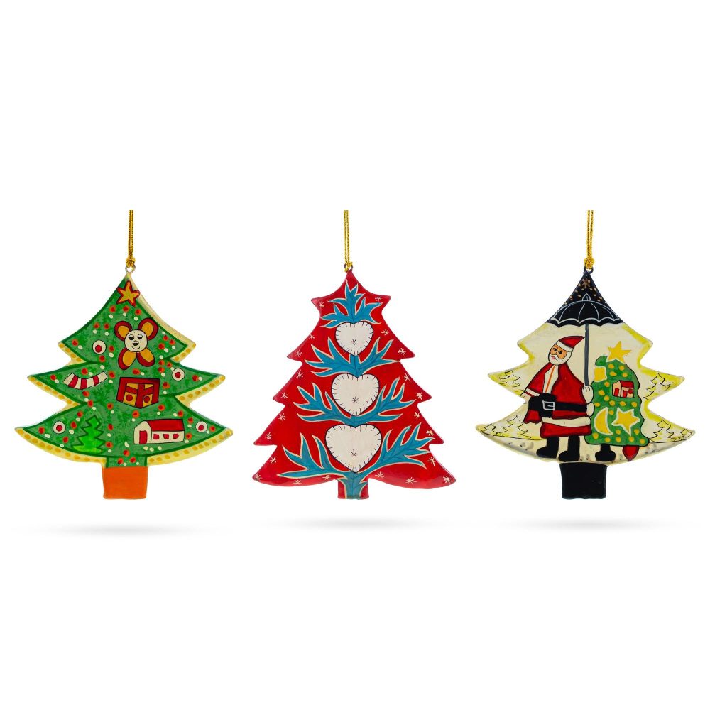 3 Spinning Christmas Tree Wooden Ornaments  |   Tree Shaped Ornaments Tree Shaped