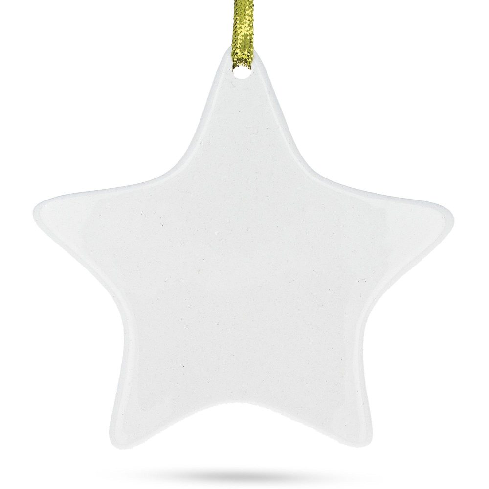 4.3-Inch Ceramic White Star Christmas Ornament  |   Personalized Ornaments Personalized