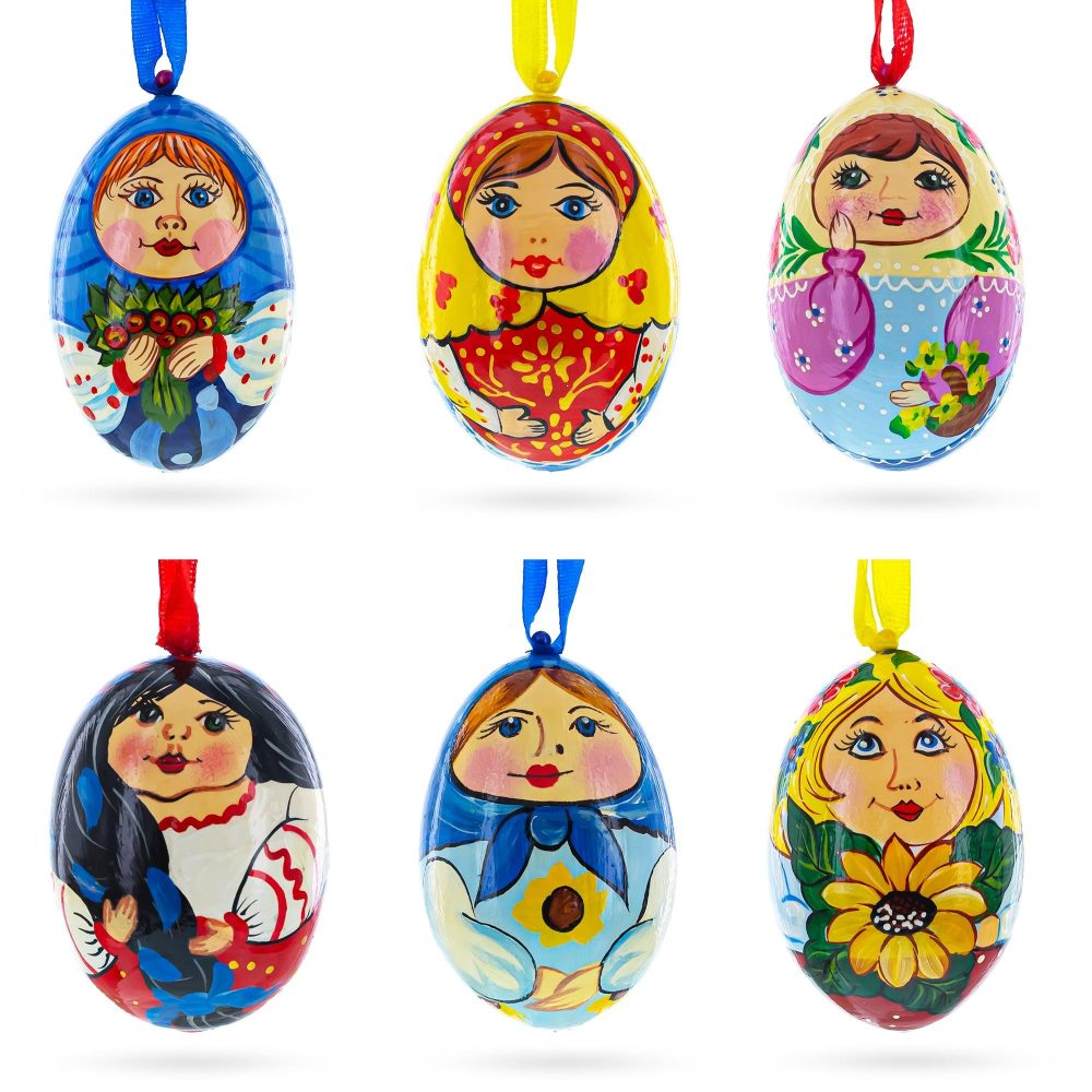 6 Ukrainian And  Doll Wooden Christmas Ornaments 3 Inches  |   Ukrainian Ornaments Ukrainian