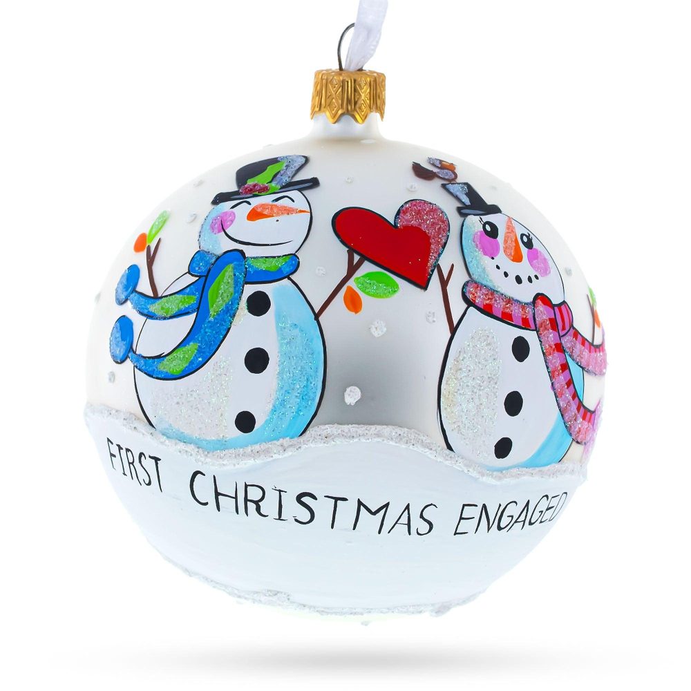 A Winter Romance Blown Glass Ball ‘Our First Christmas’ Ornament 4 Inches  |   Love Love Love