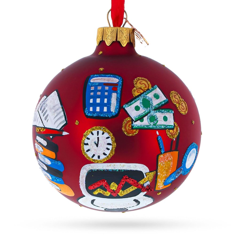 Accountant Bookkeeper Glass Ball Christmas Ornament 3.25 Inches  |   Occupations Occupations Occupations