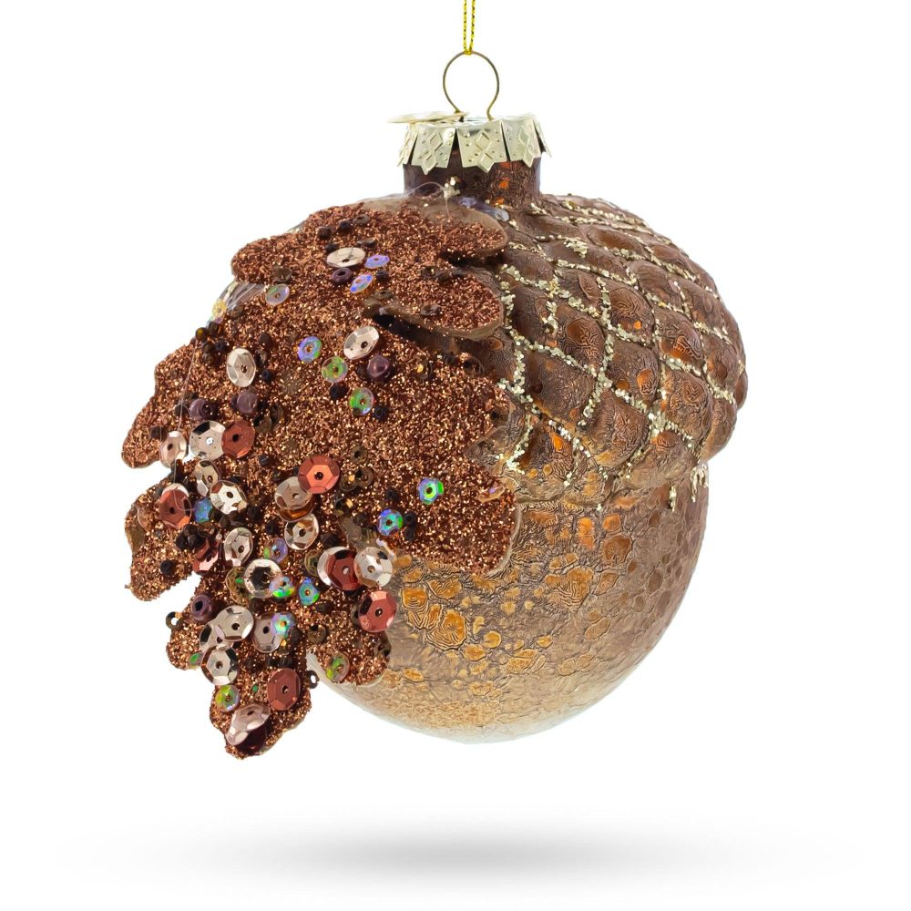 Acorn Rustic Blown Glass Christmas Ornament  |   Nature Ornaments Nature