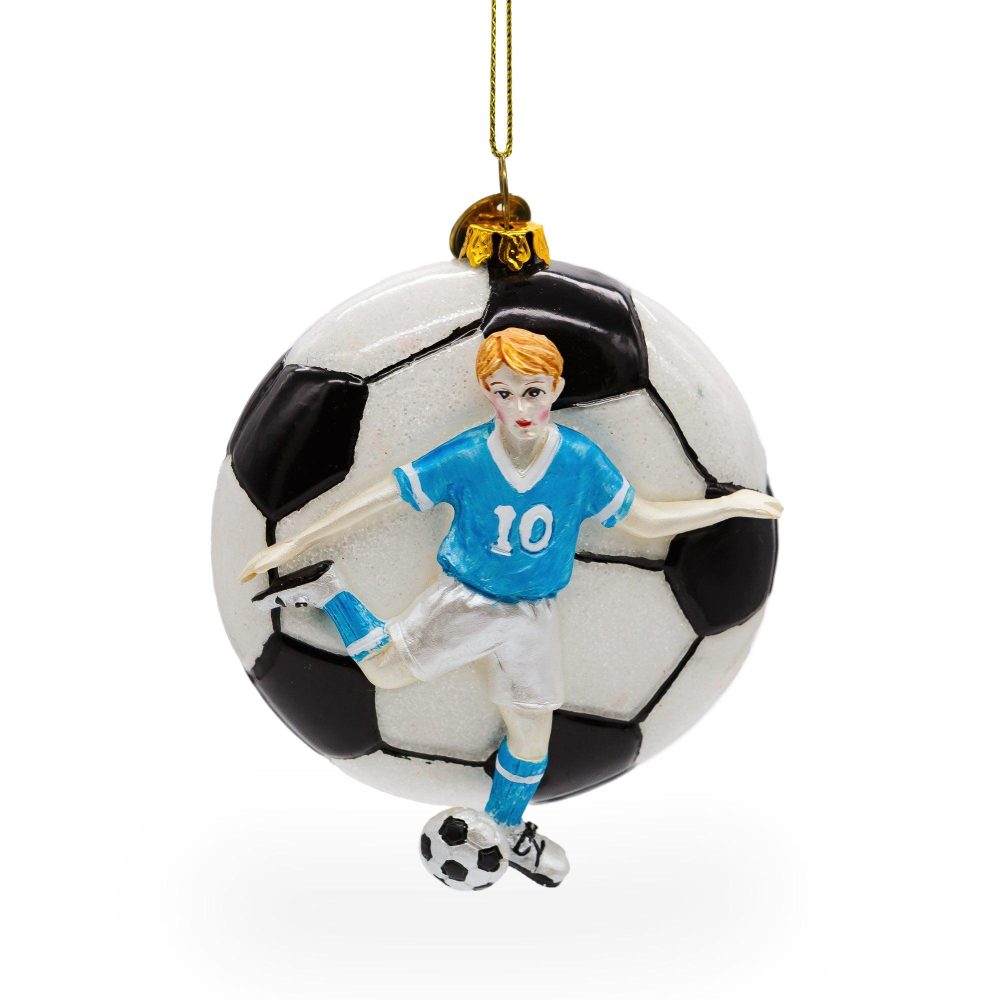 Action-Packed Football Player Blown Glass Christmas Ornament  |   Personalized Ornaments Personalized