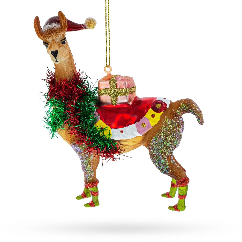 Adorable Alpaca Blown Glass Christmas Ornament  |   Animals Animals Animals