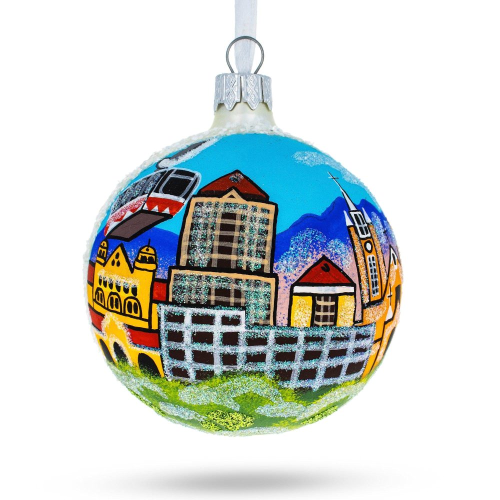 Albuquerque, New Mexico, Usa Glass Christmas Ornament 3.25 Inches  |   Travel Ornaments Travel