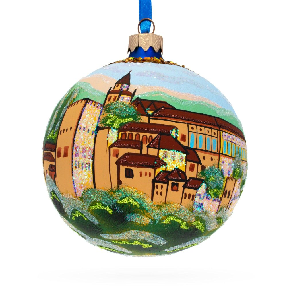 Alhambra, Granada, Spain Glass Ball Christmas Ornament 4 Inches  |   Travel Ornaments Travel