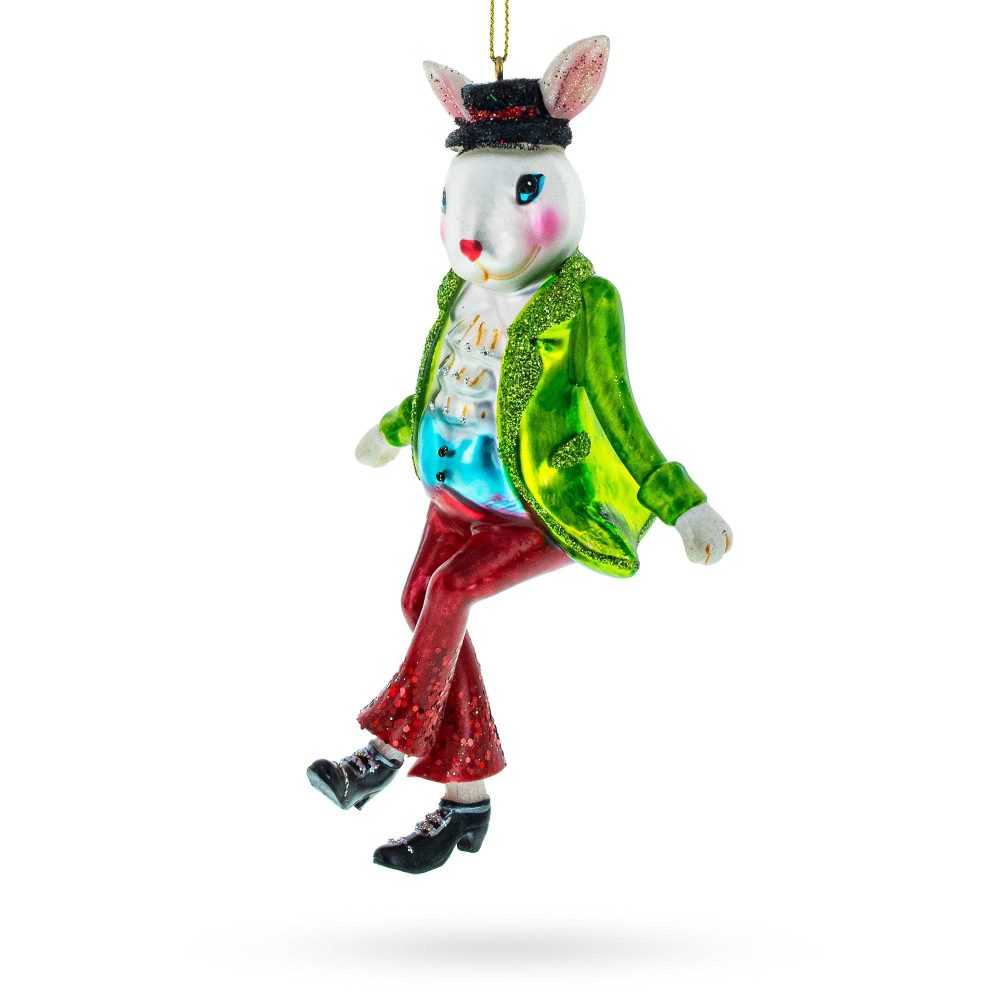 Alice In Wonderland A Dancing Hare Glass Christmas Ornament  |   Fairy Tales Fairy Tales Fairy Tales