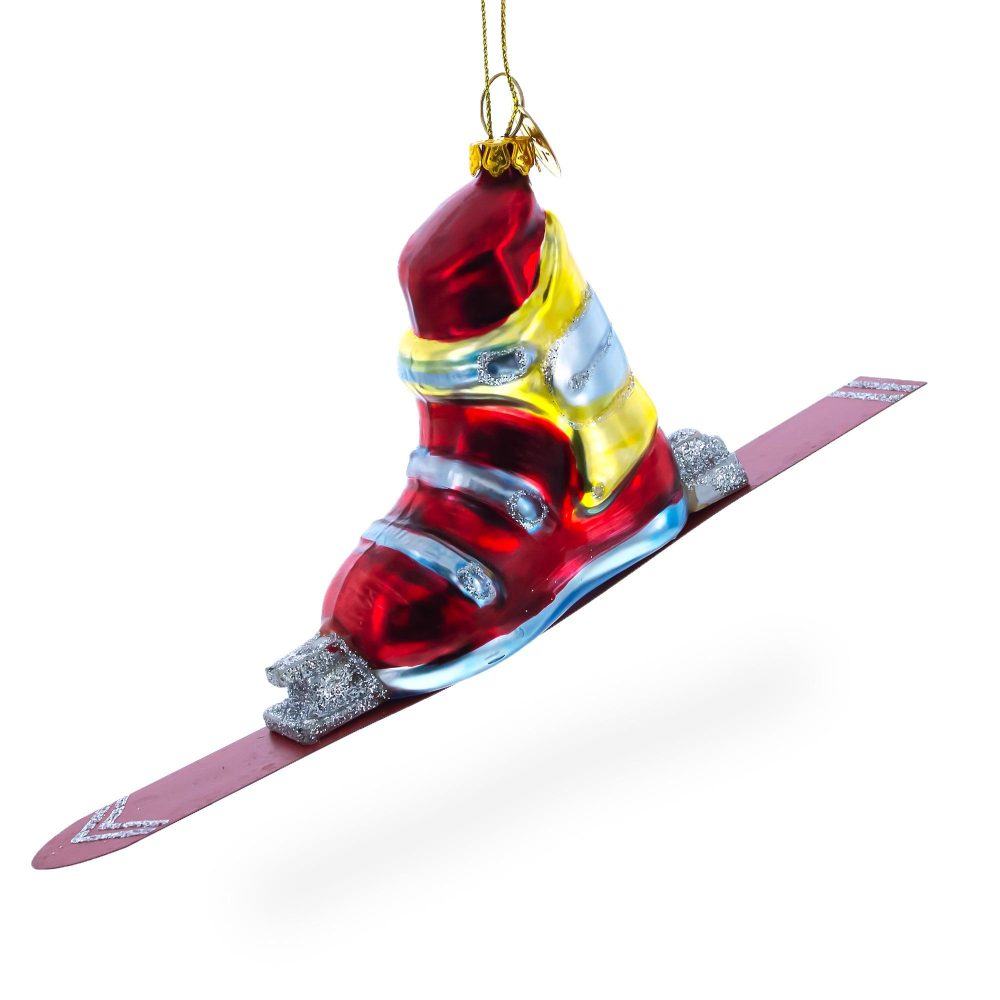 Alpine Adventure Ski Boot Blown Glass Christmas Ornament  |   Personalized Ornaments Personalized