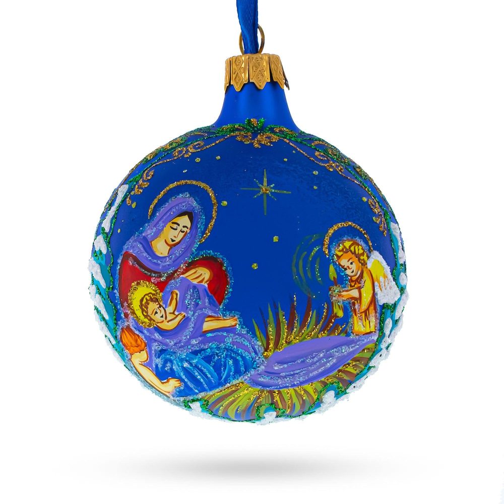 Angels Singing To Baby Jesus Blown Glass Ball Christmas Ornament3.25 Inches  |   Religious Ornaments Ornaments Religious Ornaments