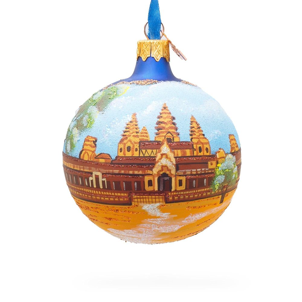 Angkor Wat Temple, Cambodia Glass Ball Christmas Ornament 3.25 Inches  |   Travel Ornaments Travel