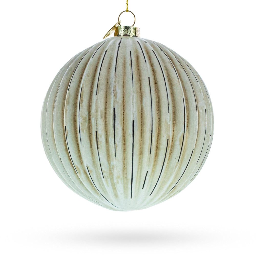 Antique-Style Ribbed Blown Glass Ball Christmas Ornament  |   Geometrical Geometrical Geometrical