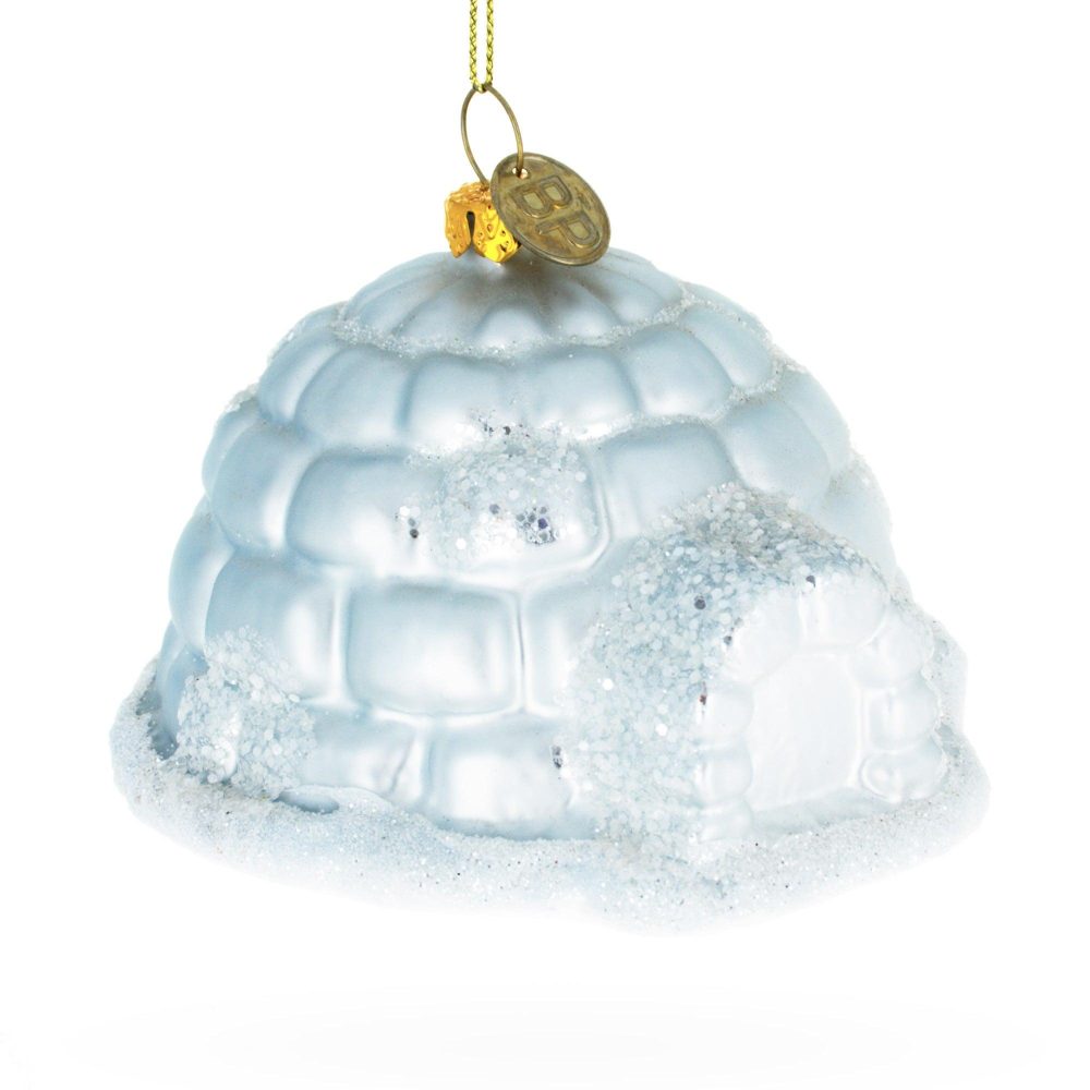 Arctic Dwelling: Igloo Blown Glass Christmas Ornament  |   Personalized Ornaments Personalized