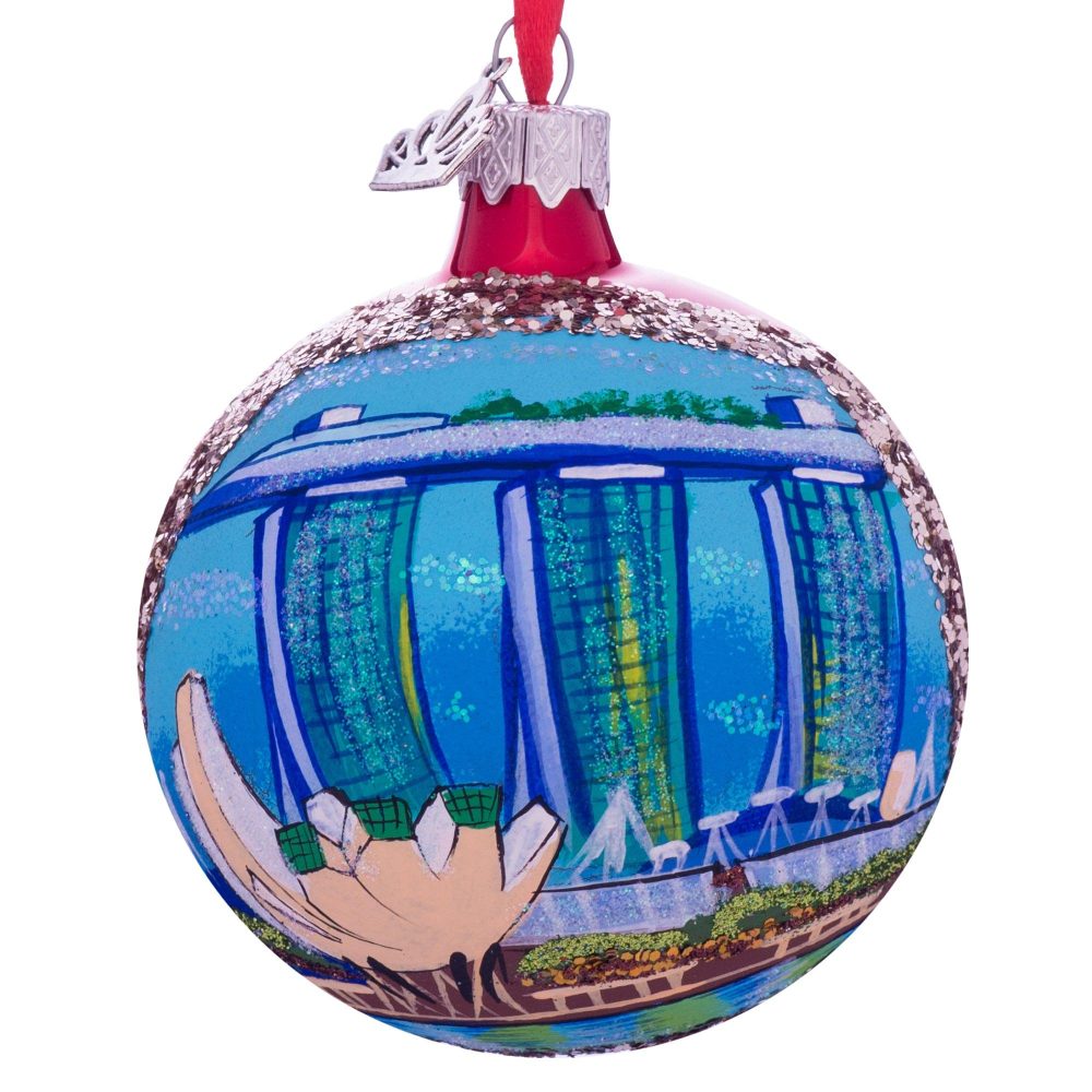 Art Science Museum, Marina Bay, Singapore Glass Ball Christmas Ornament 3.25 Inches  |   Travel Ornaments Travel