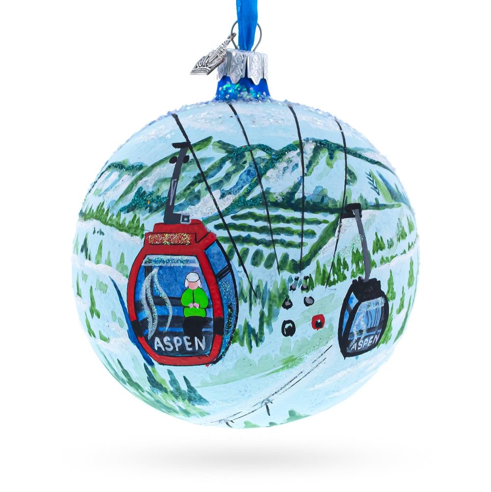 Aspen Snowmass Ski Resort, Colorado, Usa Glass Ball Christmas Ornament 4 Inches  |   Travel Ornaments Travel