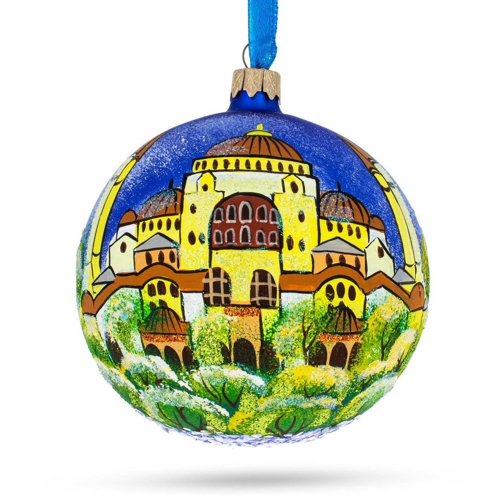 Aya Sofya, Istanbul, Turkey Glass Ball Christmas Ornament 4 Inches  |   Travel Ornaments Travel