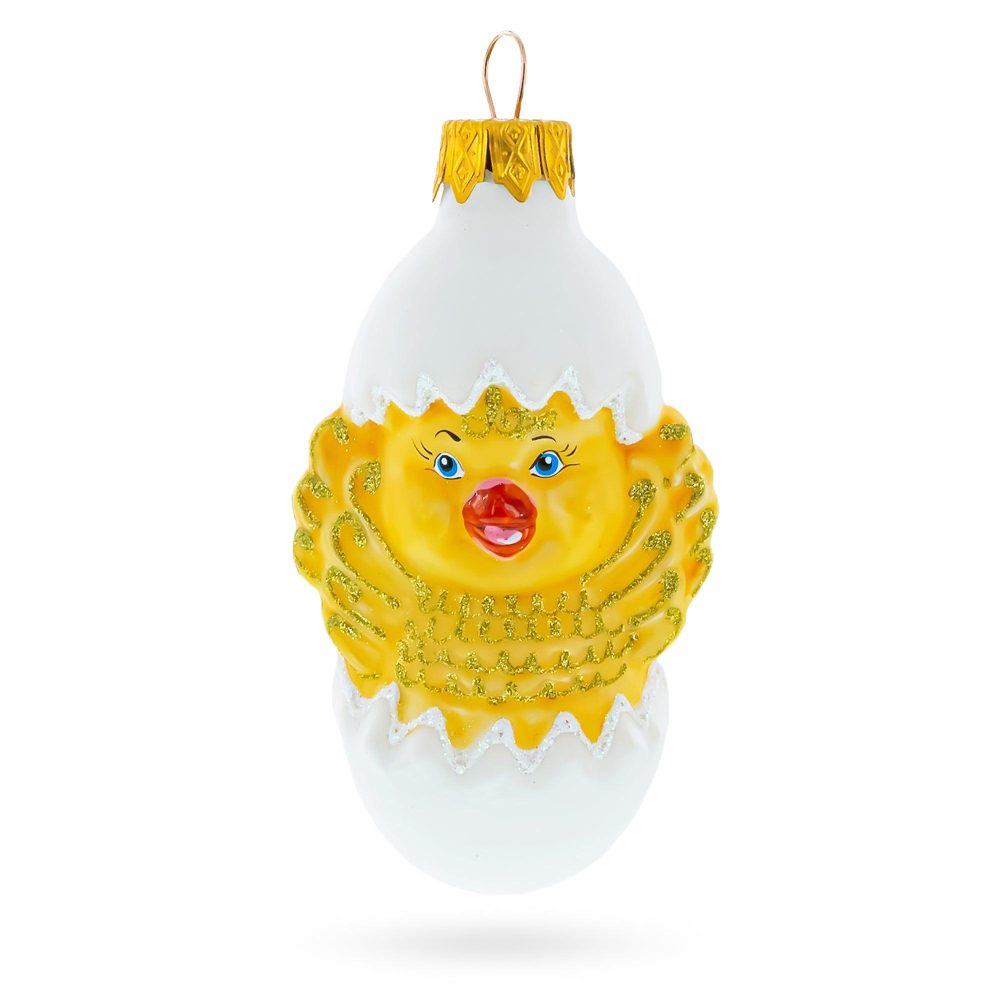 Baby Chick In Egg Mini Glass Christmas Ornament  |   Animals Animals Animals