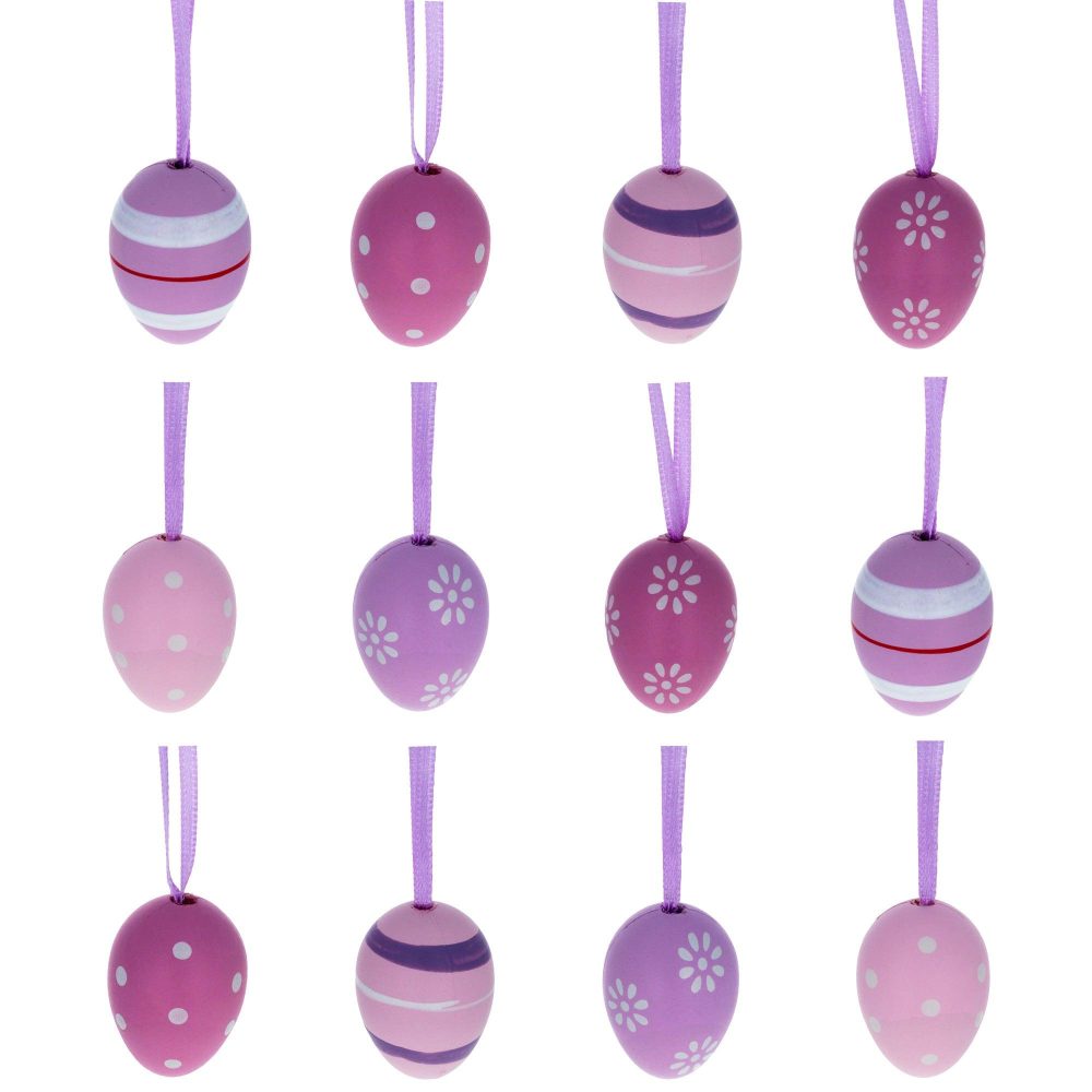 Bag Of 12 Miniature Pastel Purple Plastic Easter Egg Ornaments 1.5 Inches  |   Egg Ornaments Egg Ornaments Egg Ornaments