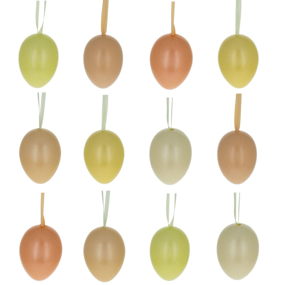 Bag Of 12 Pastel Yellow Colors Plastic Easter Egg Ornaments 2.35 Inches  |   Egg Ornaments Egg Ornaments Egg Ornaments