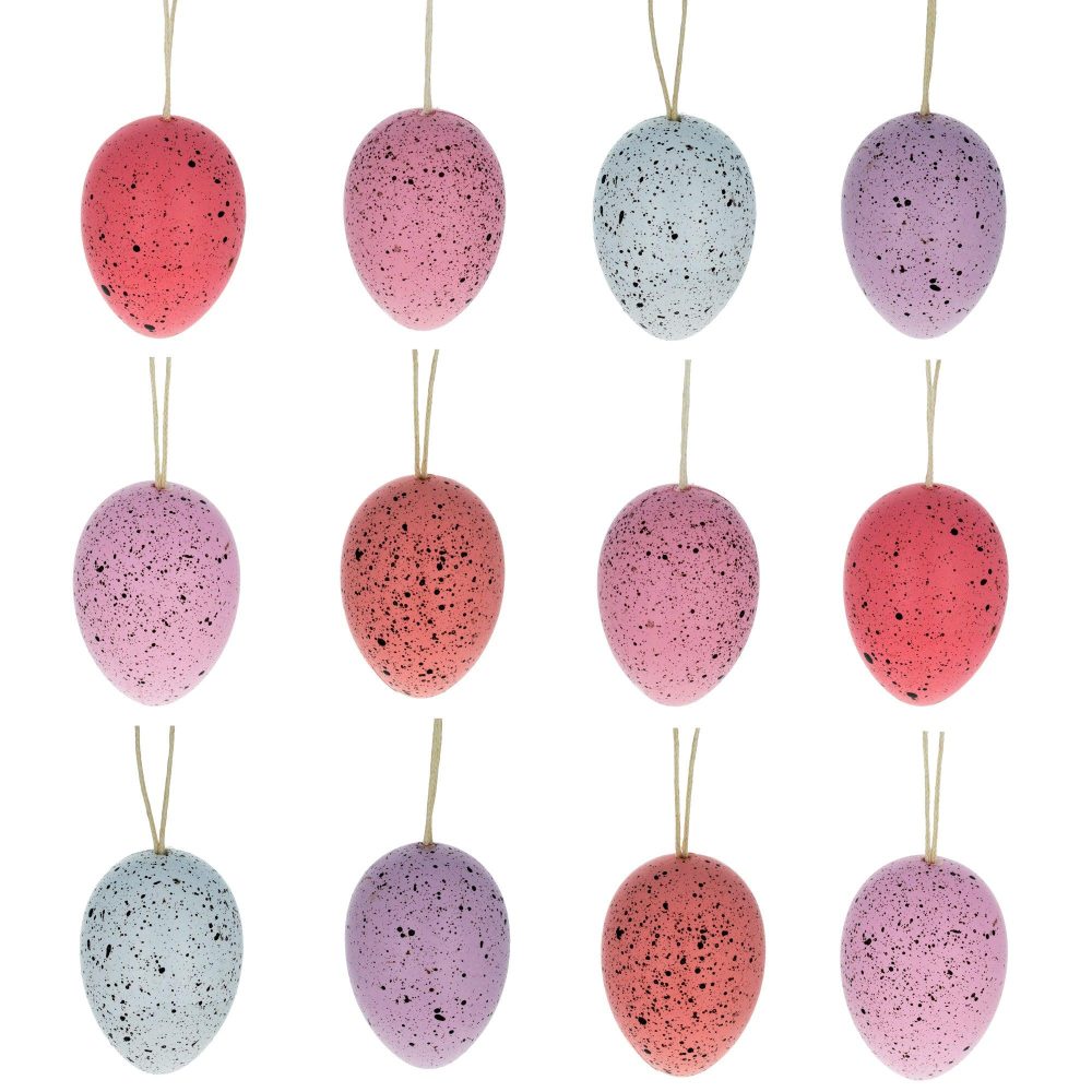 Bag Of 12 Pink And White Speckled Plastic Easter Egg Ornaments 2.35 Inches  |   Egg Ornaments Egg Ornaments Egg Ornaments