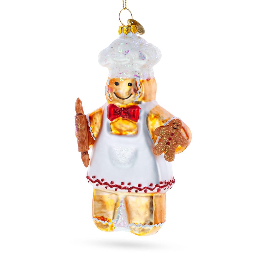 Baking Gingerbread Man Blown Glass Christmas Ornament  |   Gingerbread Gingerbread Gingerbread