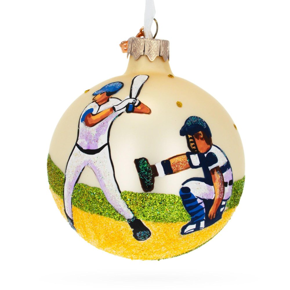 Baseball Blown Glass Ball Christmas Ornament 3.25 Inches  |   Personalized Ornaments Personalized