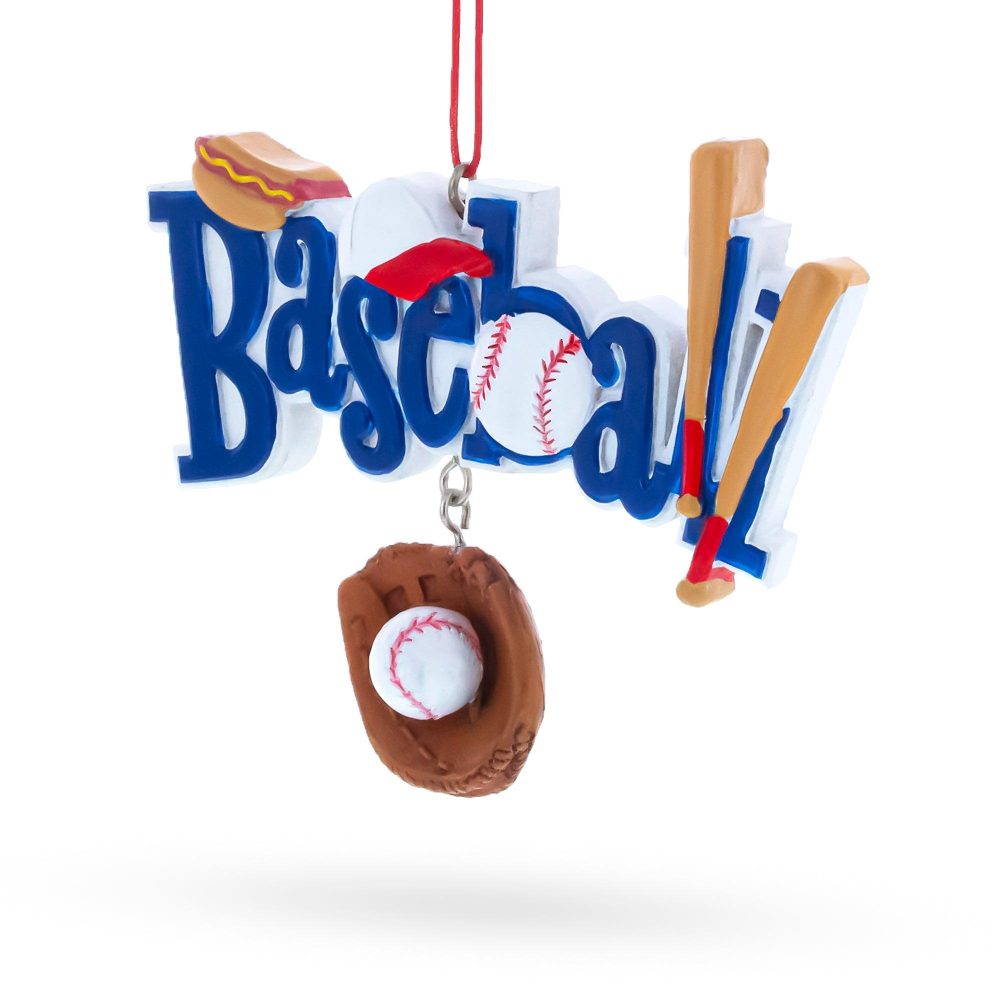 Baseball Glove And Bat Resin Christmas Ornament  |   Personalized Ornaments Personalized