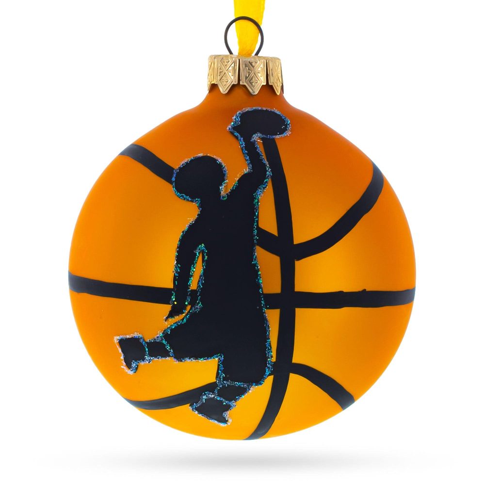 Basketball Player In Action Blown Glass Ball Christmas Sports Ornament 3.25 Inches  |   Personalized Ornaments Personalized