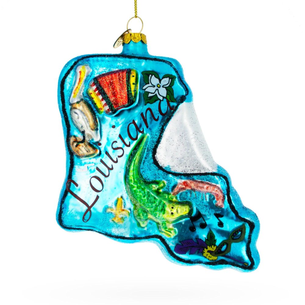 Bayou Beauty: Louisiana State Blown Glass Christmas Ornament  |   Travel Ornaments Travel