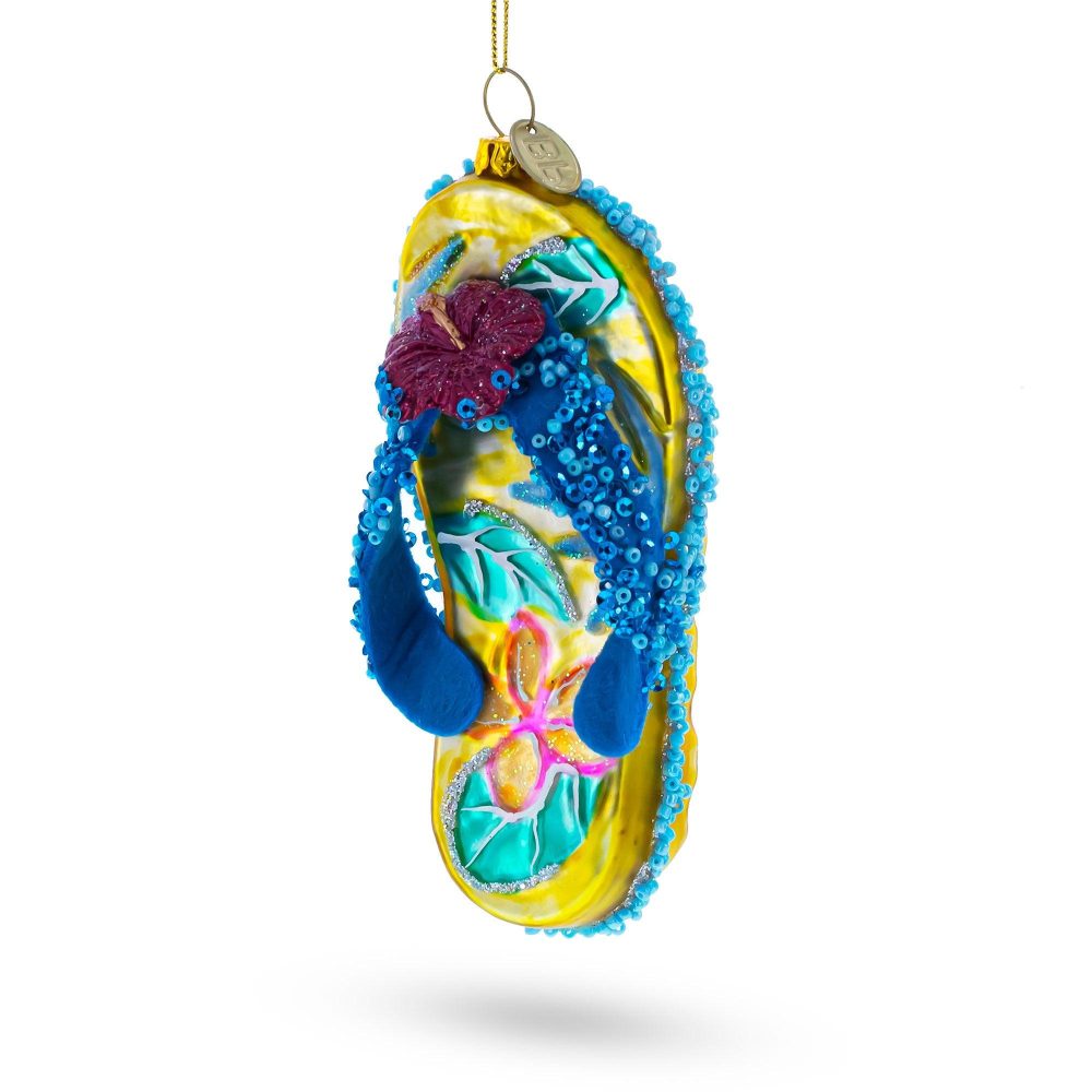 Beaded Flip Flops Blown Glass Christmas Ornament  |   Fashion Fashion Fashion