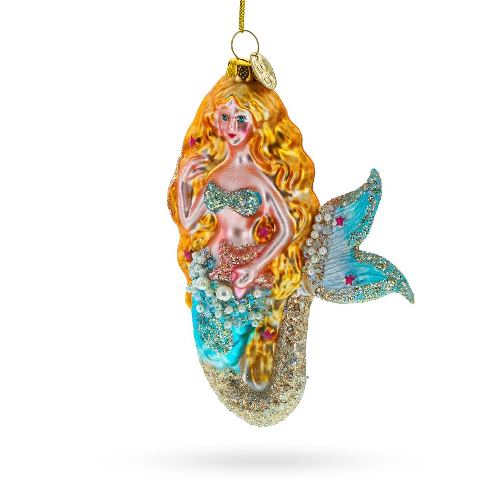 Beaded Mermaid Blown Glass Christmas Ornament  |   Fairy Tales Fairy Tales Fairy Tales