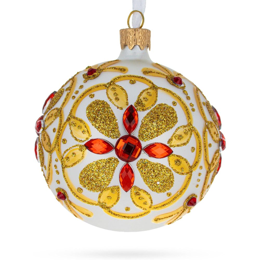 Bejeweled Star Handcrafted Blown Glass Ball Christmas Ornament 3.25 Inches  |   Couturier Couturier Couturier