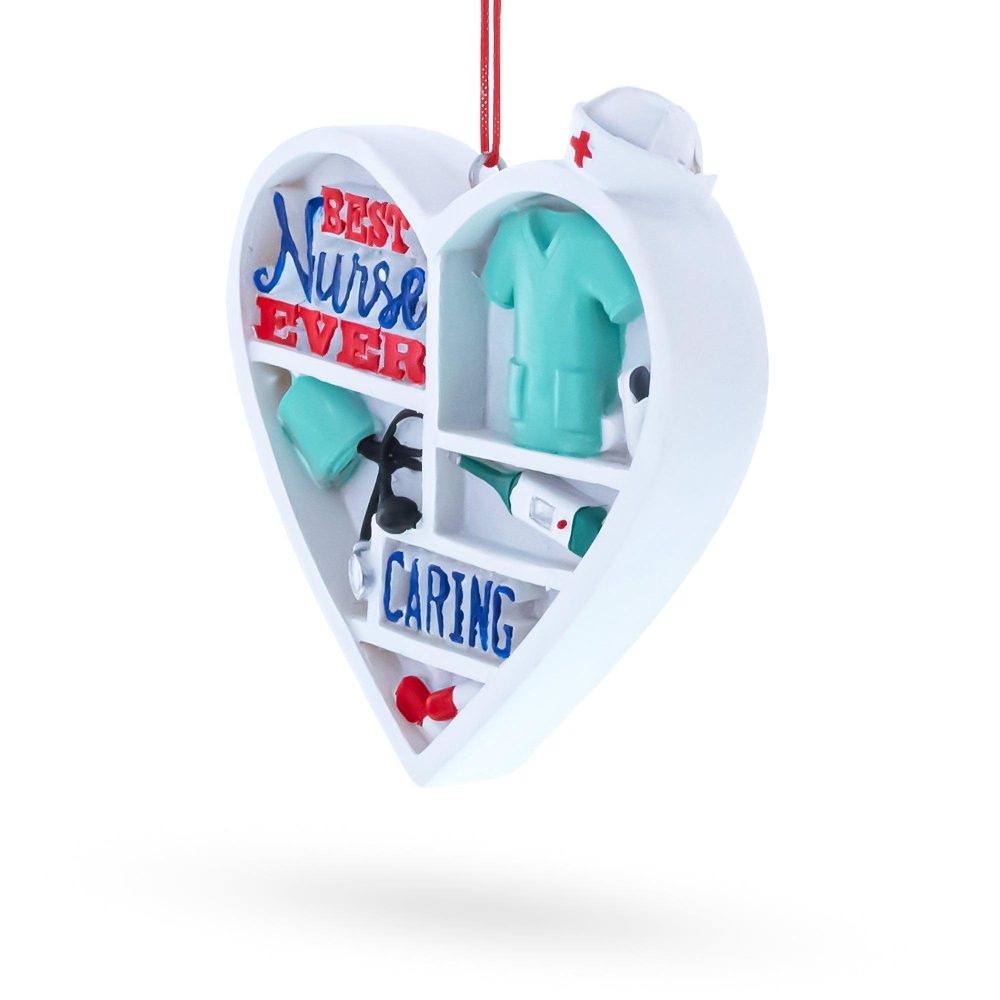 Best Nurse Ever Heart With Medical Tools Resin Christmas Ornament  |   Occupations Occupations Occupations