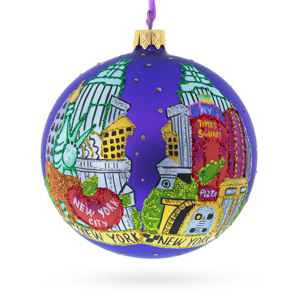 Best Of New York City Glass Ball Christmas Ornament 4 Inches  |   Travel Ornaments Travel