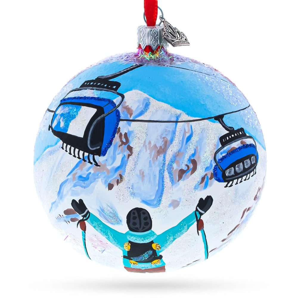 Big Sky Ski Resort, Montana, Usa Glass Ball Christmas Ornament 4 Inches  |   Travel Ornaments Travel