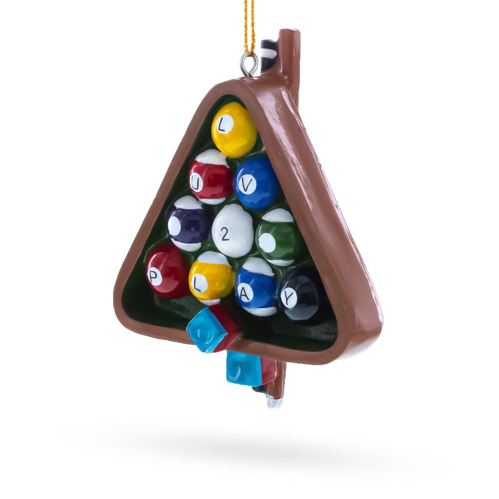 Billiards Pool Table Rack With Balls Resin Christmas Ornament  |   Personalized Ornaments Personalized