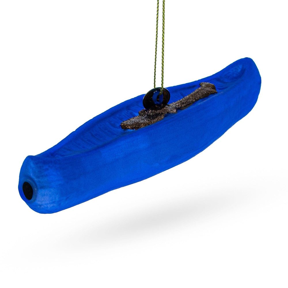 Blue Canoe Blown Glass Christmas Ornament  |   Personalized Ornaments Personalized