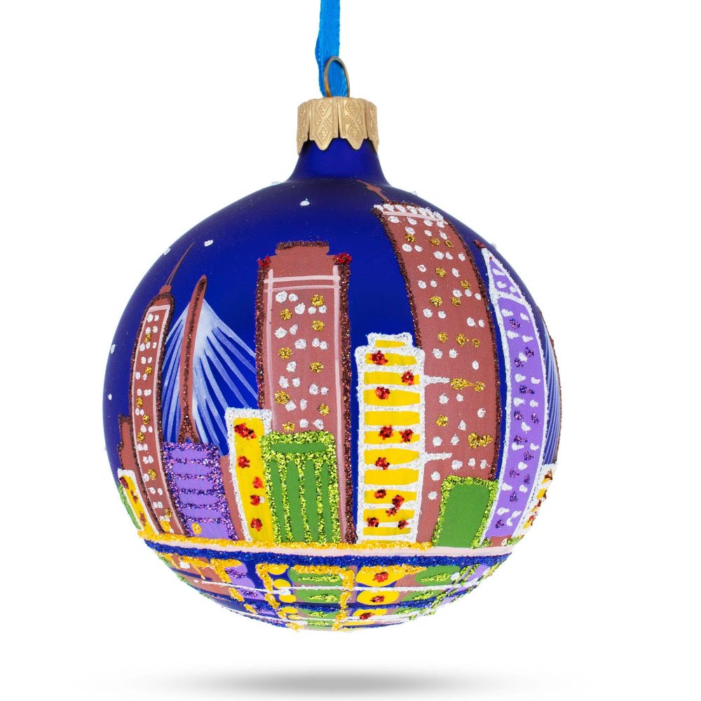 Boston, Massachusetts, Usa Glass Ball Christmas Ornament 3.25 Inches  |   Travel Ornaments Travel