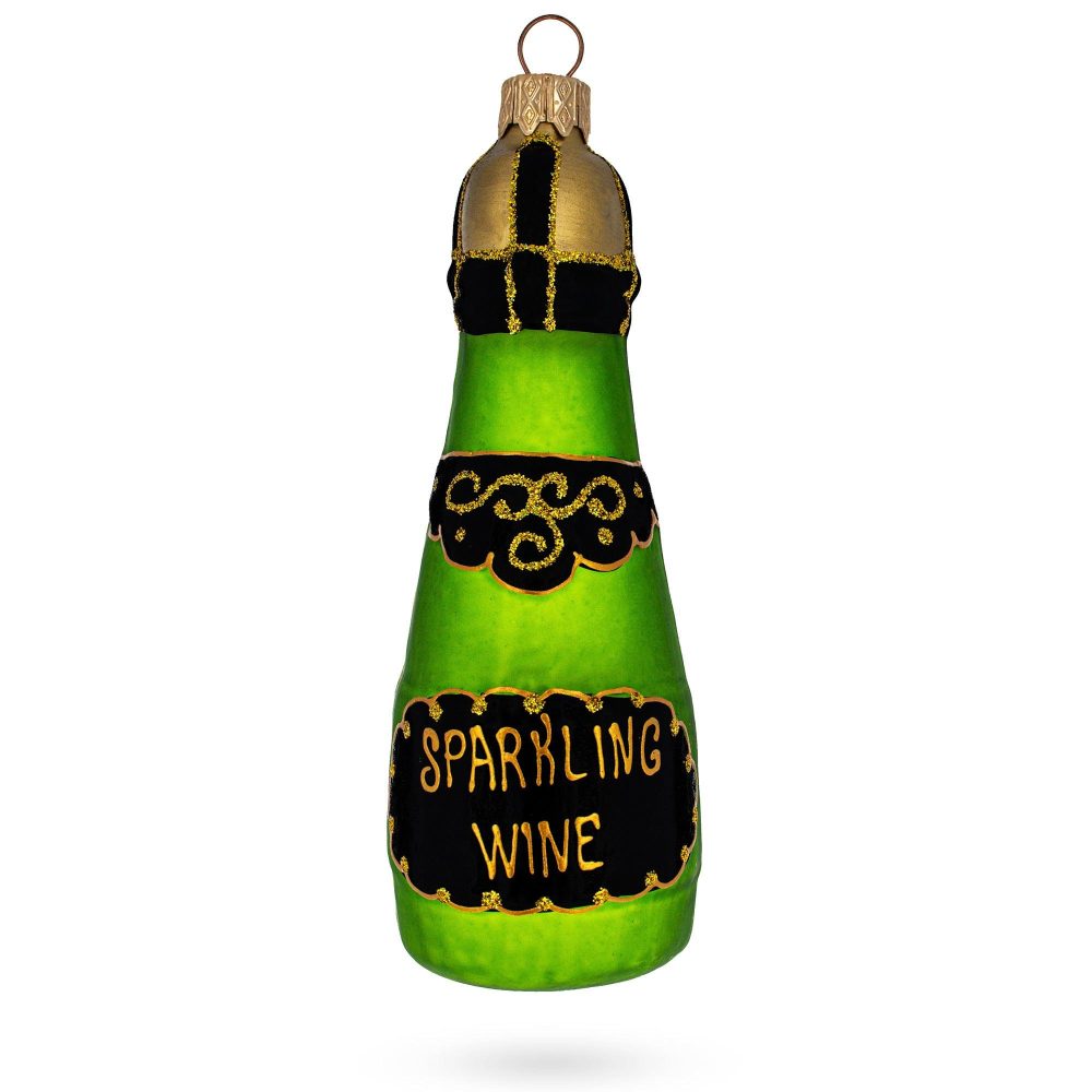 Bottle Of Sparkling Wine Champagne Mini Glass Christmas Ornament  |   Food Food Food