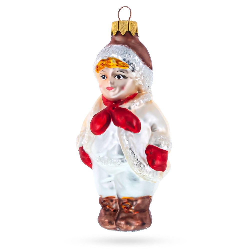 Boy Wearing Vintage-Style Costume Mini Glass Ornament  |   Retro Ornaments Retro