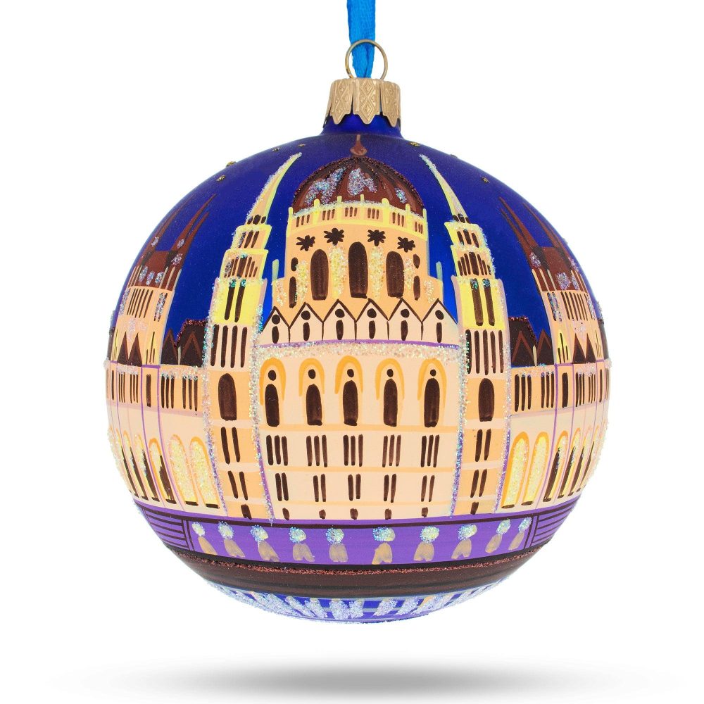 Budapest Parliament, Hungary Glass Ball Christmas Ornament 4 Inches  |   Travel Ornaments Travel