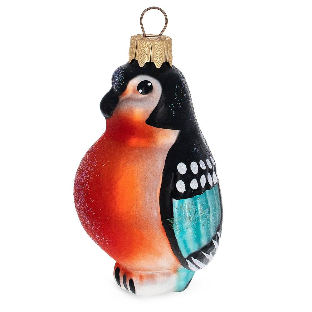 Bullfinch Bird Mini Glass Christmas Ornament  |   Animals Animals Animals