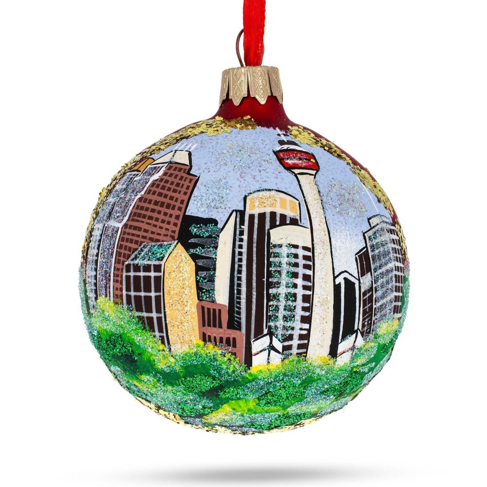 Calgary Tower, Calgary, Canada Glass Ball Christmas Ornament 3.25 Inches  |   Travel Ornaments Travel