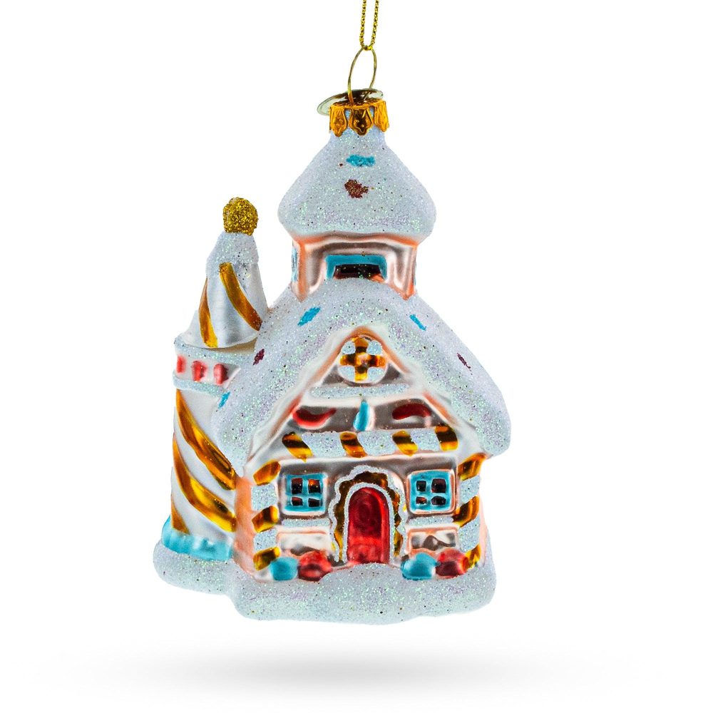 Candy-Coated Gingerbread House Blown Glass Christmas Ornament  |   Personalized Ornaments Personalized