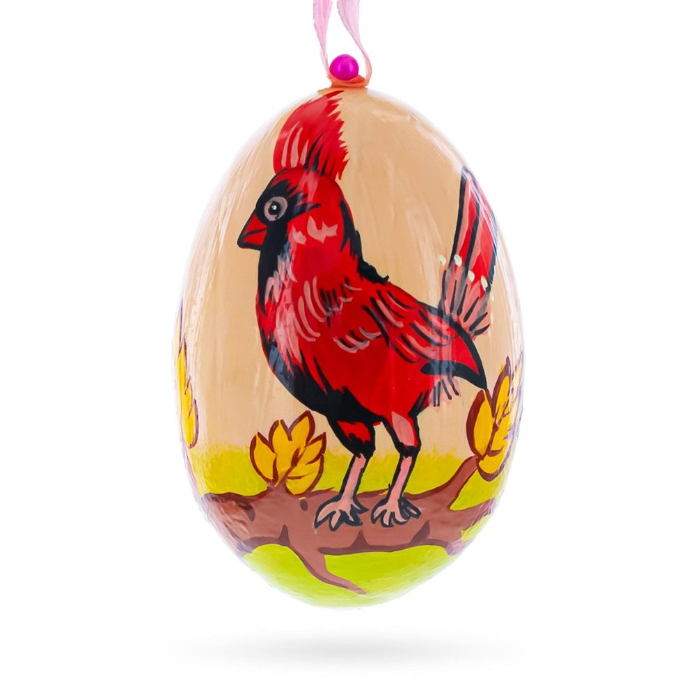 Cardinal Bird In Autumn Wooden Christmas Ornament 3 Inches  |   Animals Animals Animals